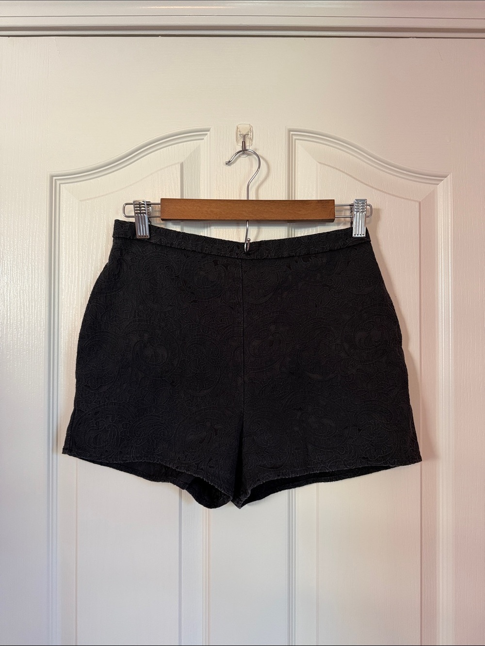 Lucca Couture Black High-Waist Textured Shorts